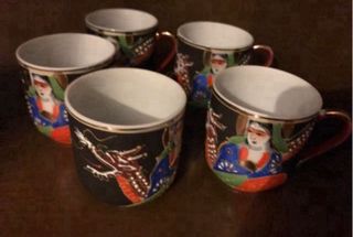 Juego 5 tazas de porcelana china