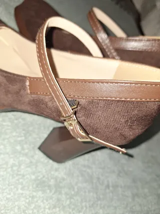 Tacones antelina marrón chocolate talla 37
