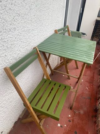 Set mesa y sillas terraza de madera