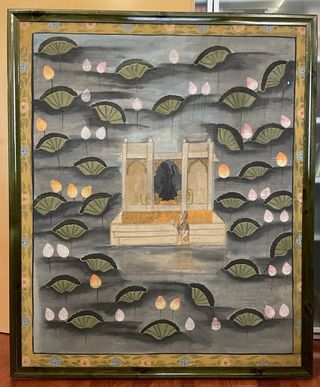 Dipinto Indiano su Tela con Cornice Verde