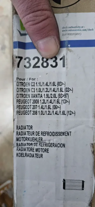 Radiador Agua Citroen Valeo