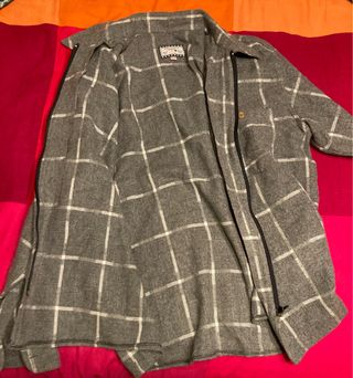 Camicia lana quadri zip Azzurra