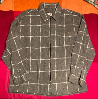 Camicia lana quadri zip Azzurra