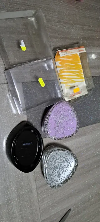 Porta saponette viola e argento