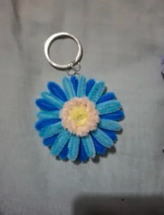 Llavero Flor Gerbera Azul
