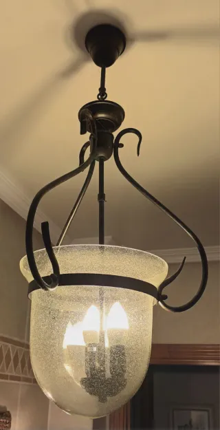 Lámpara forja y cristal