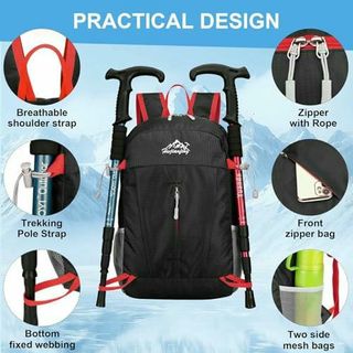 Mochila Senderismo 40L Ultraligera Negra/Roja