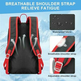 Mochila Senderismo 40L Ultraligera Negra/Roja