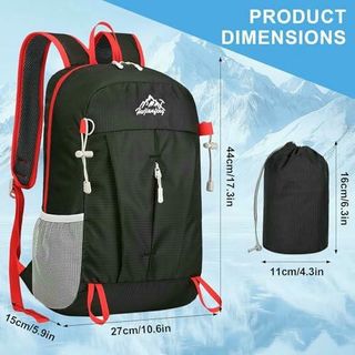 Mochila Senderismo 40L Ultraligera Negra/Roja