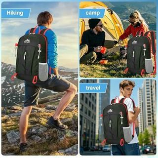 Mochila Senderismo 40L Ultraligera Negra/Roja