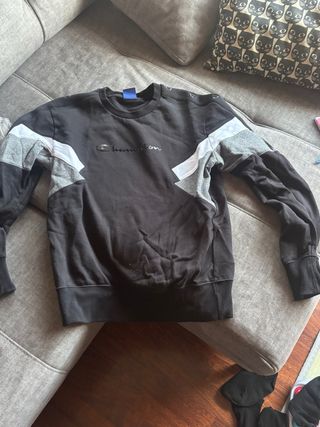 Sudadera Champion Hombre Negra y Gris