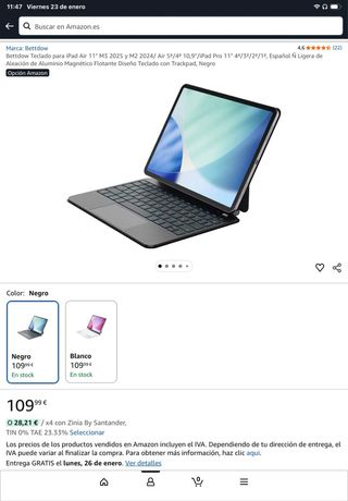 iPad Air M2 11 Plata + Funda Teclado