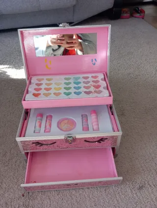 Maleta maquillaje infantil unicornio rosa