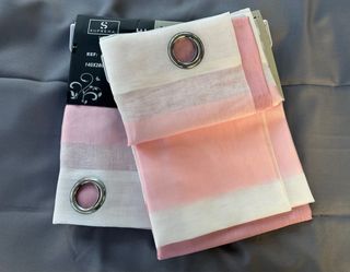 2 Tende Giu 135x275 Filtrante Rigato Rosa/Bianco