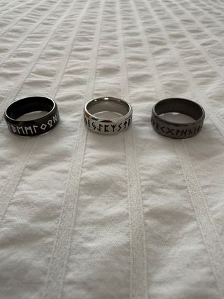3 Anillos Runa Negro y Plata. Los 3 21€, uno 8€