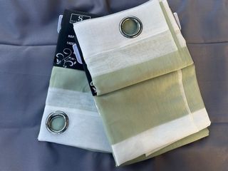 2 Tende Giu 135x275 Filtrante Rigato Verde/Bianco