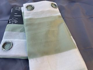 2 Tende Giu 135x275 Filtrante Rigato Verde/Bianco