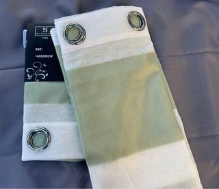 2 Tende Giu 135x275 Filtrante Rigato Verde/Bianco