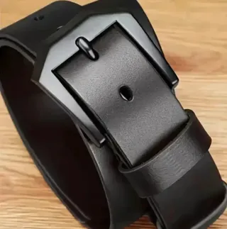 Cinturón Cuero Negro Hebilla Negra 110cm 3,5cm