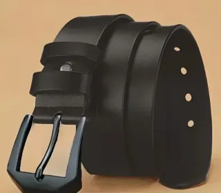 Cinturón Cuero Negro Hebilla Negra 110cm 3,5cm