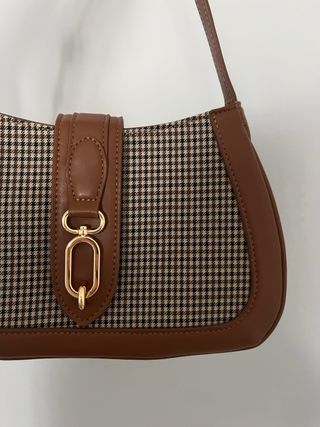 Bolso de hombro cuadros marrón