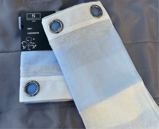 2 Tende Giu 135x275 Filtrante Rigato AzzurroBianco