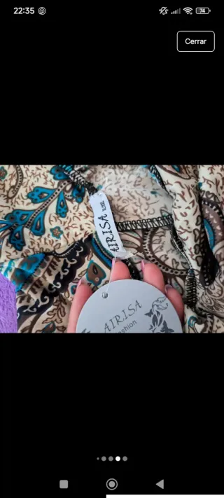 Pantalón estampado beige y azul