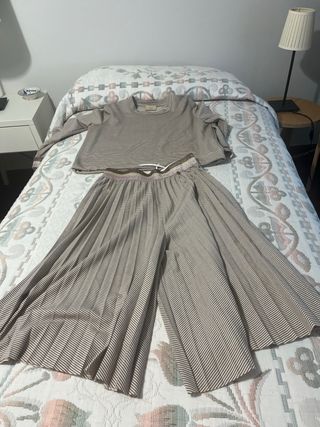 Conjunto Blusa y Pantalón Falda Rayas