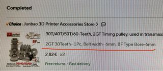 Conjunto poleas y correas GT2 impresora 3D