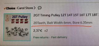 Conjunto poleas y correas GT2 impresora 3D