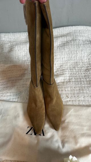 Botas de piel Zara verde oliva