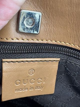 Borsa Gucci in pelle marrone e beige