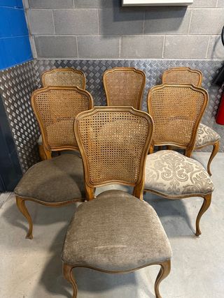 Conjunto 6 Sillas Clásicas Madera Caña