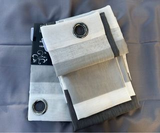 2 Tende Giu 135x275 Filtrante Rigato Nero/Bianco