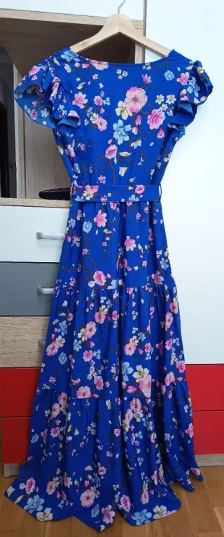 Vestido largo estampado floral azul