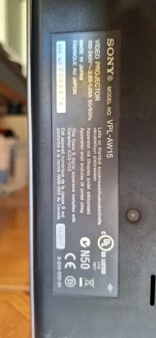 2 Proyectores Sony Bravia HD Ready VPL-AW15