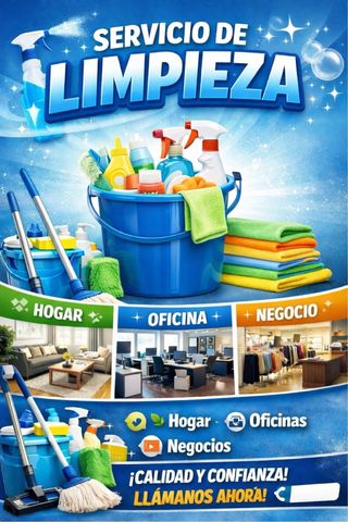 Servicio de limpieza hogar oficina o negocio