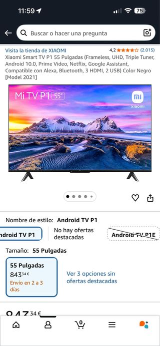 Xiaomi Smart TV P1 55 Negro