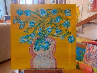 Dipinto floreale acrilico su tela