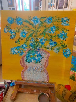 Dipinto floreale acrilico su tela