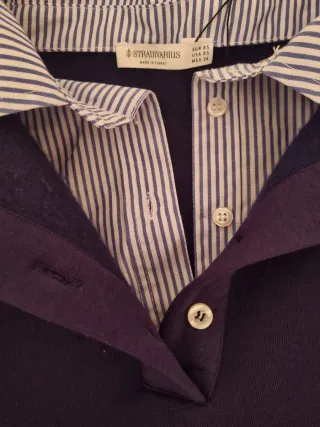 Sudadera azul efecto camisa