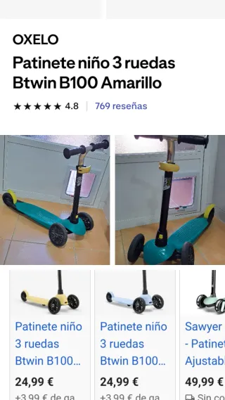 Patinete infantil 3 ruedas hasta 20 kg