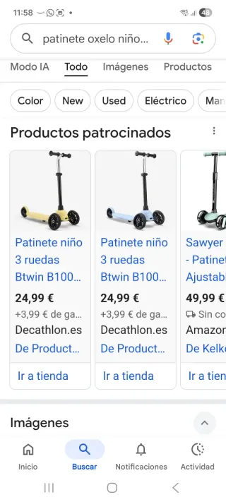 Patinete infantil 3 ruedas hasta 20 kg