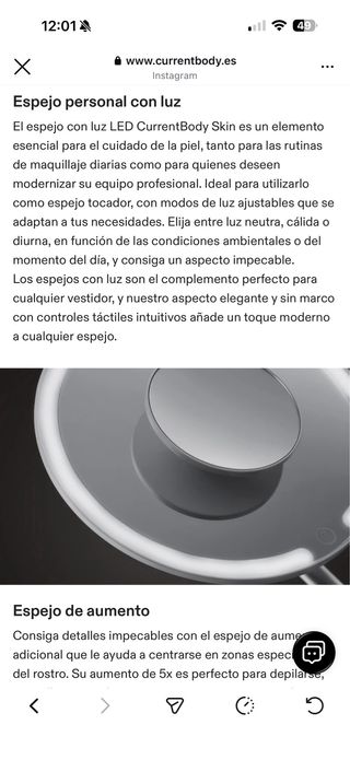 Espejo Aumento y Luz LED Current Body Sin Abrir