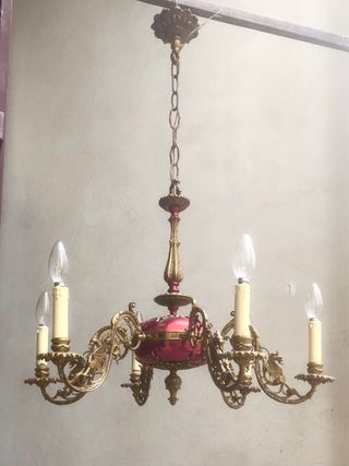 Lámpara de techo antigua bronce dorada modernista