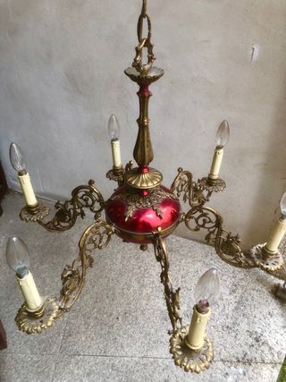 Lámpara de techo antigua bronce dorada modernista