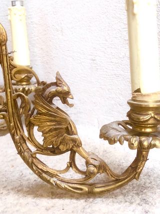 Lámpara de techo antigua bronce dorada modernista