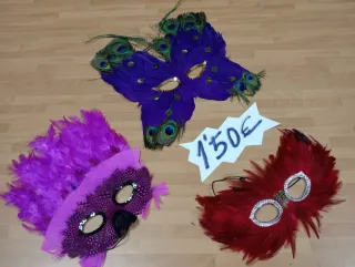 Lote 3 antifaces de plumas