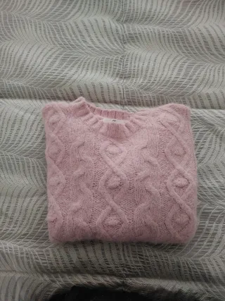 Maglione H&M rosa cipria trecce