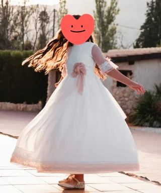 Traje de Comunión Niña Blanco y Rosa